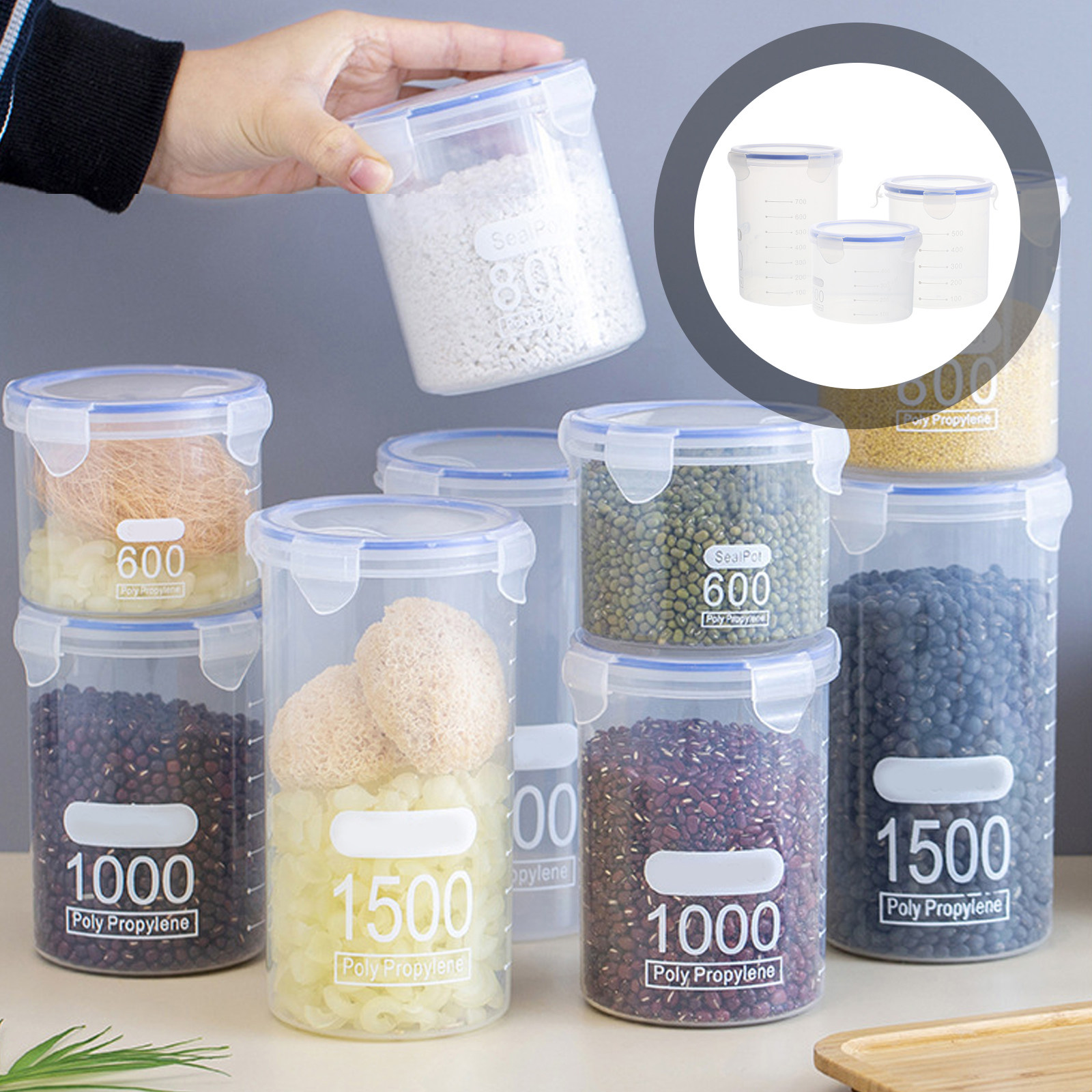 Food Storage Containers - Set da 6 barattoli ermetici per