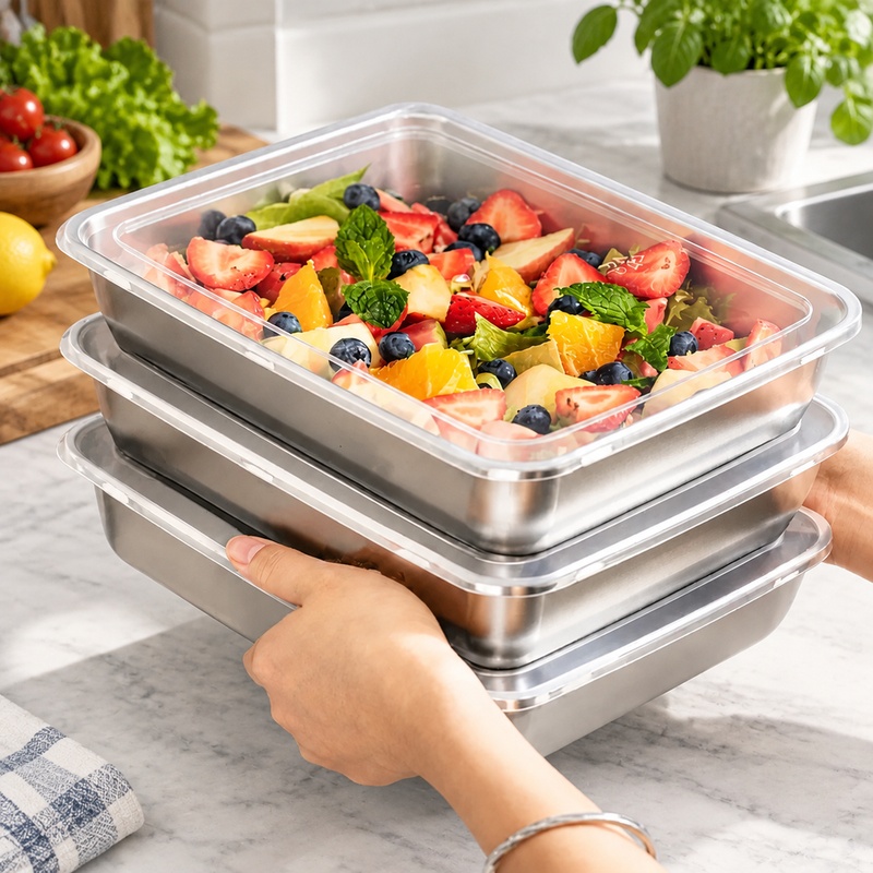 Food Storage Meals - Set di 3 contenitori in acciaio